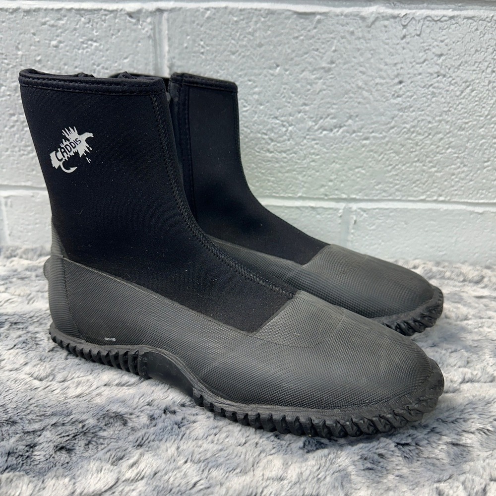 Caddis Wading Boots Black Neoprene Zipper Wet Wading / Mens 10